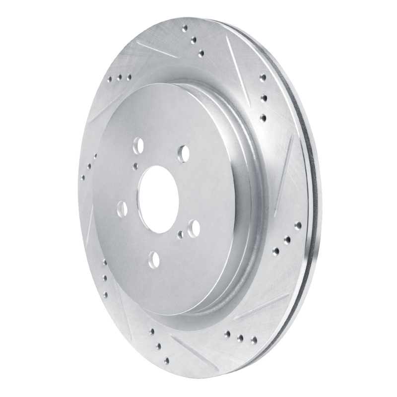 Lexus RX350 Brake Rotor (1) - Rear Right - R1 Concepts - Drilled & Slotted - Silver - `16-`22